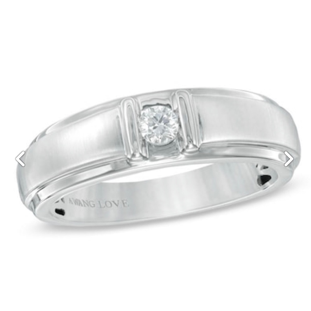Vera Wang mens Dimond 14k white gold wedding band
